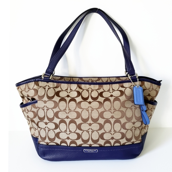 Coach Handbags - Coach Signature "Carrie" Canvas/Leather Purse